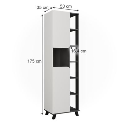 Vicco Armoire haute Anthracite/blanc 50x175cm avec 2 portes