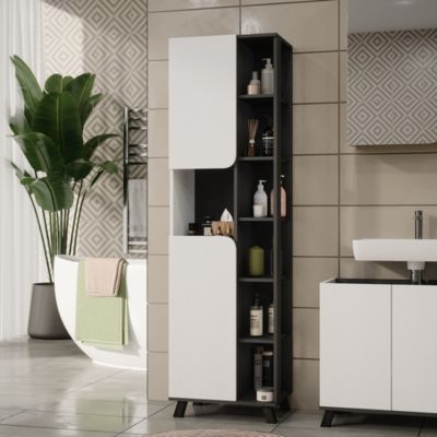 Vicco Armoire haute Anthracite/blanc 50x175cm avec 2 portes