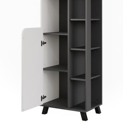 Vicco Armoire haute Anthracite/blanc 50x175cm avec 2 portes