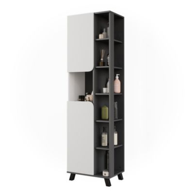 Vicco Armoire haute Anthracite/blanc 50x175cm avec 2 portes