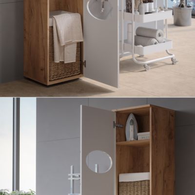 Vicco Meuble salle de bain Ilias, Blanc Haute brillance, 60x190cm