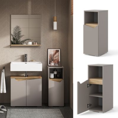 Vicco Armoire moyenne Grège 30x74.5cm avec porte et compartiment ouvert