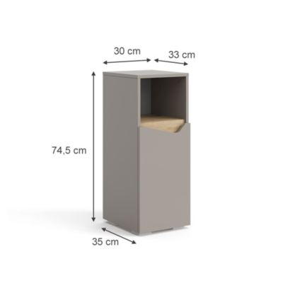 Vicco Armoire moyenne Grège 30x74.5cm avec porte et compartiment ouvert