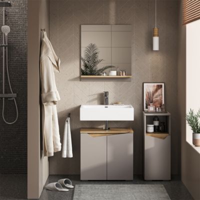 Vicco Armoire moyenne Grège 30x74.5cm avec porte et compartiment ouvert