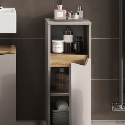 Vicco Armoire moyenne Grège 30x74.5cm avec porte et compartiment ouvert