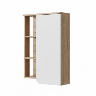 Vicco Armoire murale Sonoma/blanc 50x75cm avec porte et compartiments ouverts