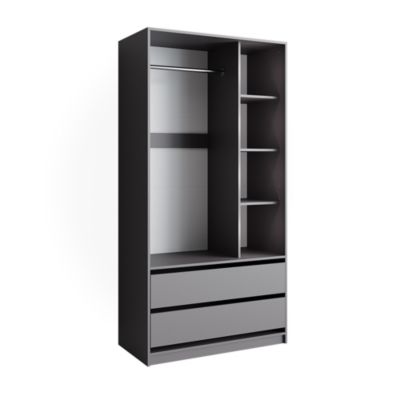 Vicco Armoire pour enfants Anthracite 100x200cm avec 2 tiroirs