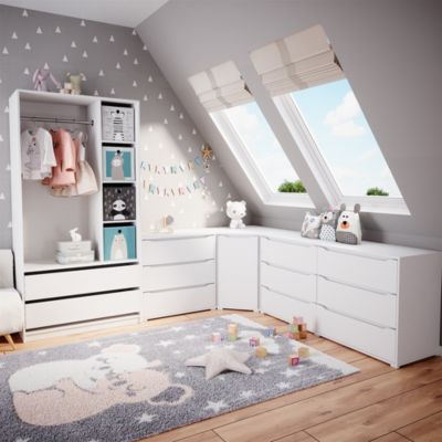 Vicco Armoire pour enfants Blanc 100x200cm avec 2 tiroirs