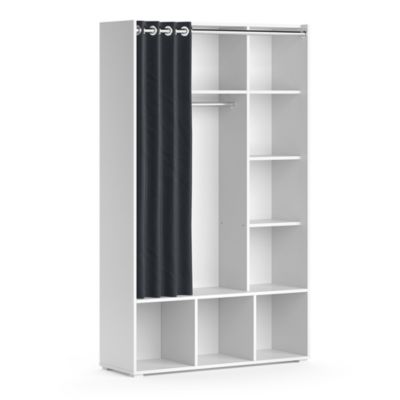 Vicco Armoire pour enfants Blanc 105.8x178.1cm avec tringle à rideaux