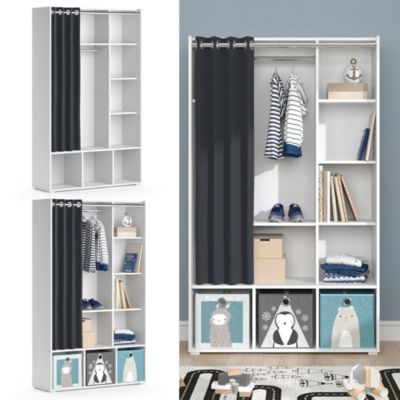Vicco Armoire pour enfants Blanc 105.8x178.1cm avec tringle à rideaux