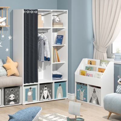 Vicco Armoire pour enfants Blanc 105.8x178.1cm avec tringle à rideaux