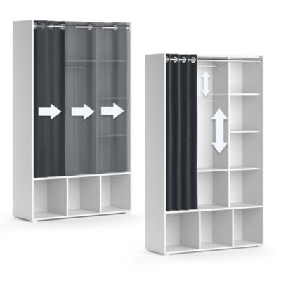 Vicco Armoire pour enfants Blanc 105.8x178.1cm avec tringle à rideaux