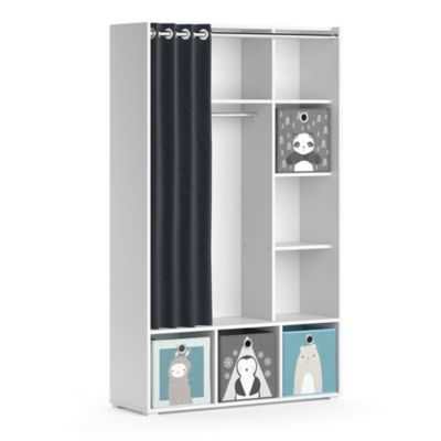 Vicco Armoire pour enfants Blanc 38x178.1cm avec boîtes pliantes (grises)