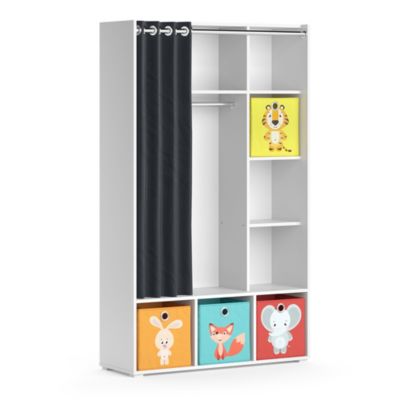 Vicco Armoire pour enfants Blanc 38x178.1cm Avec boîtes pliantes (multicolores)