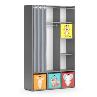 Vicco Armoire pour enfants Gris 38x178.1cm Avec boîtes pliantes (multicolores)