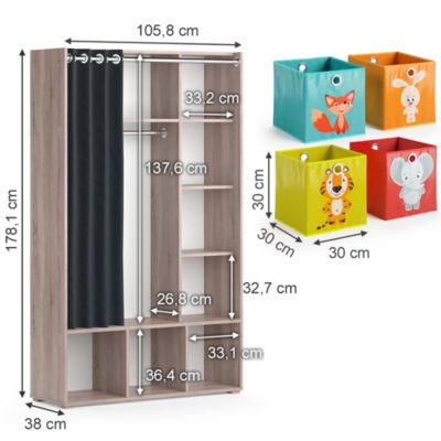Vicco étagère pour enfants, gris, 74.5x110cm 6 compartiments (panda