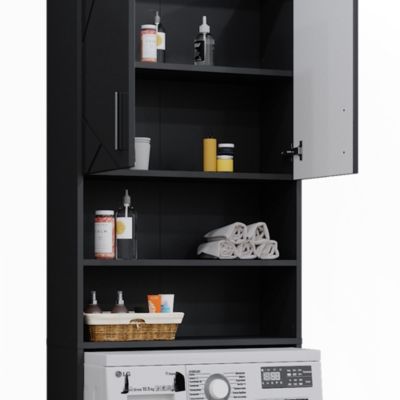 Vicco Armoire en verre Fame-Line, Anthracite Haute brillance, 80cm | Leroy Merlin