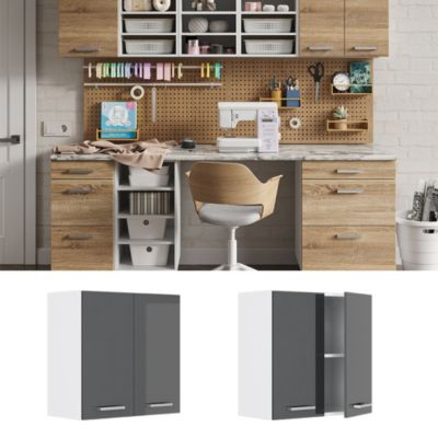 Vicco Armoire suspendue universelle Anthracite Haute brillance 60x60cm avec portes