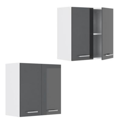 Vicco Armoire suspendue universelle Anthracite Haute brillance 60x60cm avec portes