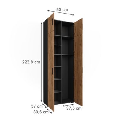 Vicco Armoire universelle Anthracite/chêne doré 80x223.8cm avec fixation darmoire