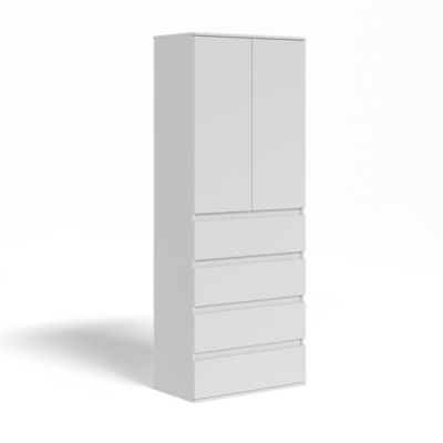 Vicco Armoire à vêtements Blanc 74x191.5cm avec 4 tiroirs