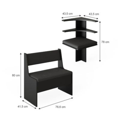 Vicco Banquette dangle salle à manger Noir 41.5x120cm