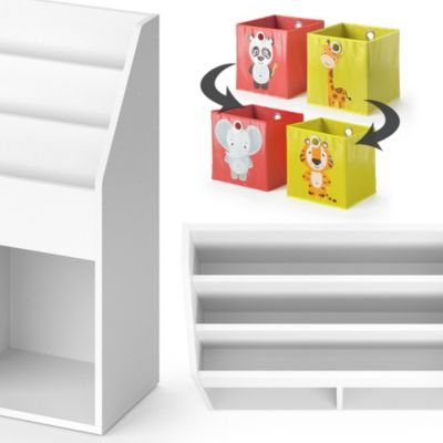 Bibliothèque Enfant Luigi Vicco - 5 étagères - Blanc - 72x30x79 Cm - Pliable Et Rangement