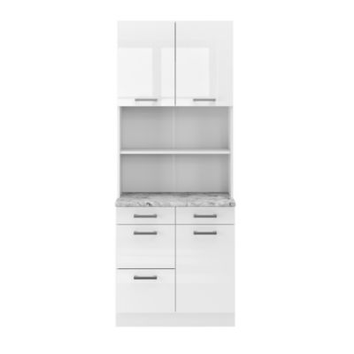 Vicco Bloc cuisine Blanc Haute brillance 80cm , PT Marbre