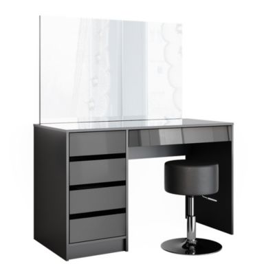 Vicco Coiffeuse Elise, Blanc/gris/gris, 115cm avec miroir | Leroy Merlin