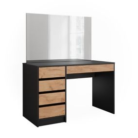 Vicco Coiffeuse Anthracite/chêne doré 120x75cm avec miroir