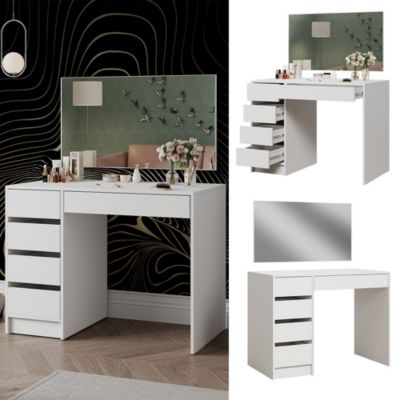 Vicco Coiffeuse Blanc 100cm avec 5 tiroirs