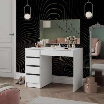 Vicco Coiffeuse Blanc 100cm avec 5 tiroirs