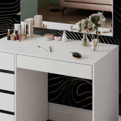 Vicco Coiffeuse Blanc 100cm avec 5 tiroirs