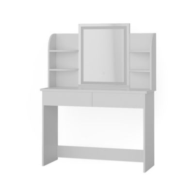 Coiffeuse Julia, Blanc, 90 cm avec miroir LED, Vicco