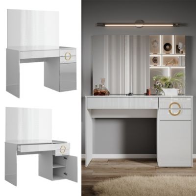 Vicco Coiffeuse Blanc 115cm avec miroir