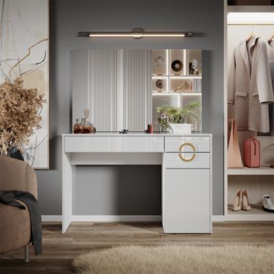 Vicco Coiffeuse Blanc 115cm avec miroir