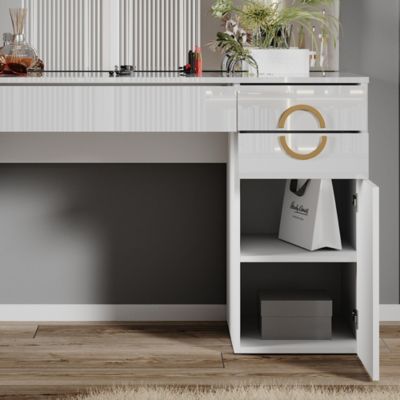 Vicco Coiffeuse Blanc 115cm avec miroir