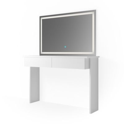 Vicco Coiffeuse Blanc 120cm avec miroir LED