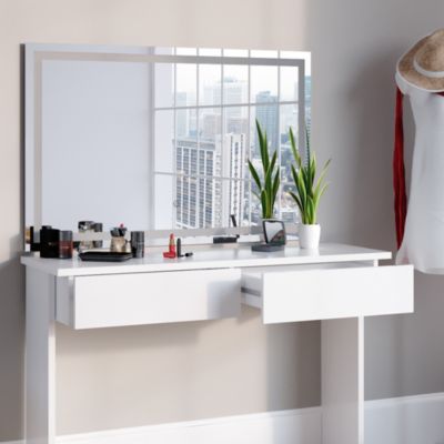 Vicco Coiffeuse Blanc 120cm avec miroir LED