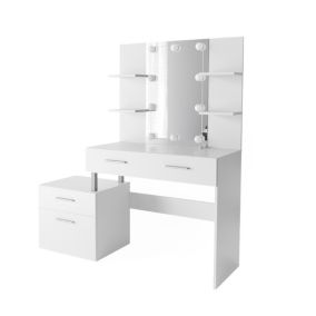 Vicco Coiffeuse Blanc 132cm avec éclairage LED