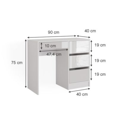 Vicco Coiffeuse Blanc 40cm sans miroir
