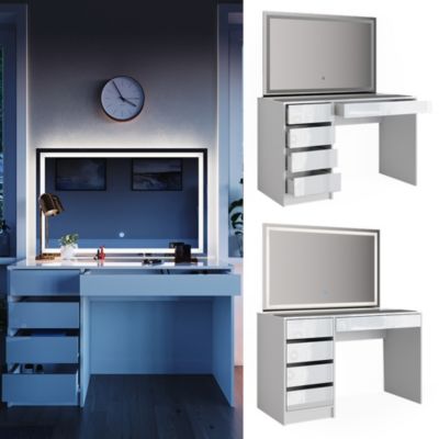 Vicco Coiffeuse Blanc 55cm avec éclairage LED