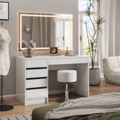Vicco Coiffeuse Blanc 55cm avec éclairage LED