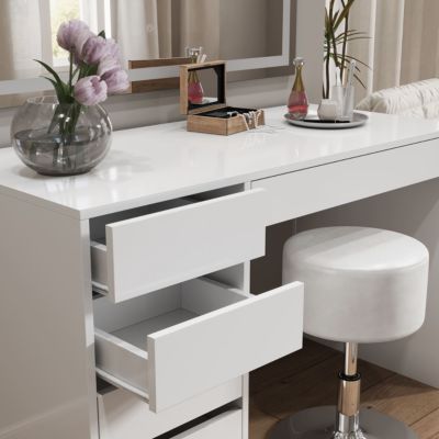 Vicco Coiffeuse Blanc 55cm avec éclairage LED
