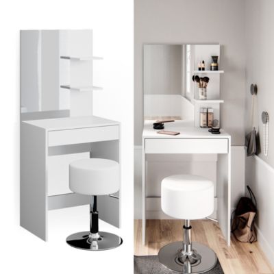 Meuble D'appoint Vicco Blanc Pour Coiffeuse Isabelle – 3 Tiroirs – Neuf Sous Emballage