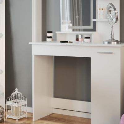 Coiffeuse Vicco Annabelle – 110 Cm Avec éclairage LED Et Banc Wit Brillant Blanc Avec Eclairage Led Et Banc