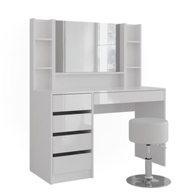 Vicco Coiffeuse blanc/blanc brillant 119.8cm 8 pièces