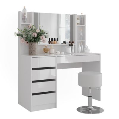 Vicco Coiffeuse blanc/blanc brillant 119.8cm 8 pièces
