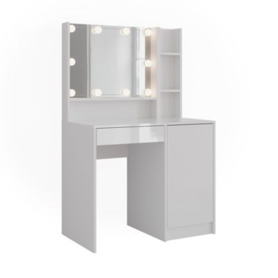 Vicco Coiffeuse blanc/blanc brillant 89.8cm 4 parties