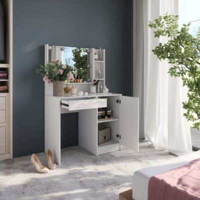 Vicco Coiffeuse blanc/blanc brillant 89.8cm 4 parties